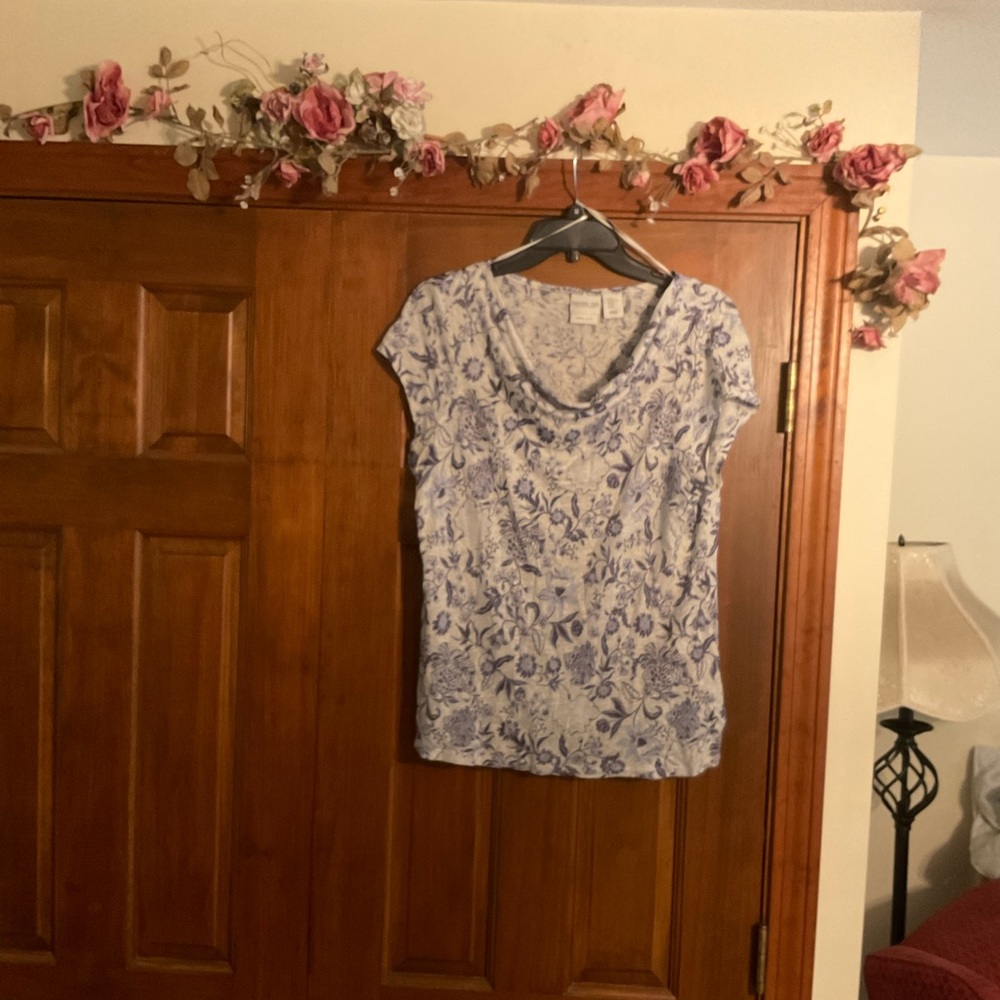 Rachel Zoe Blue and White Floral Blouse